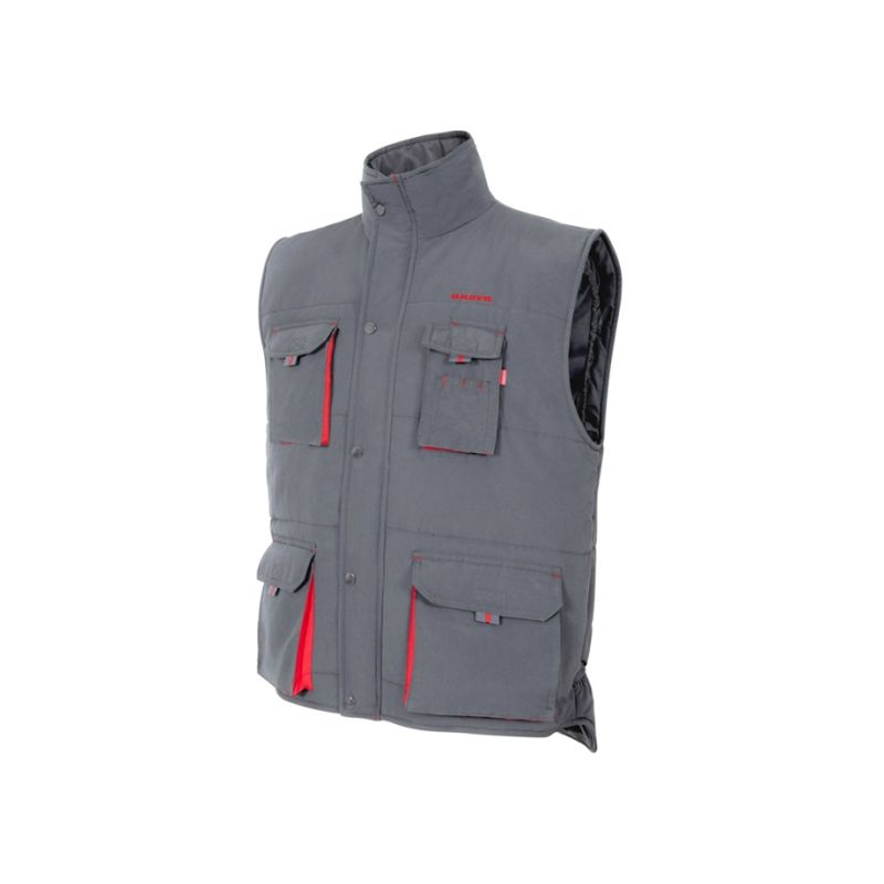 CHALECO MULTIBOLSILLOS GRIS Y ROJO ANOVA - TALLA L - motoscamaralweb.com