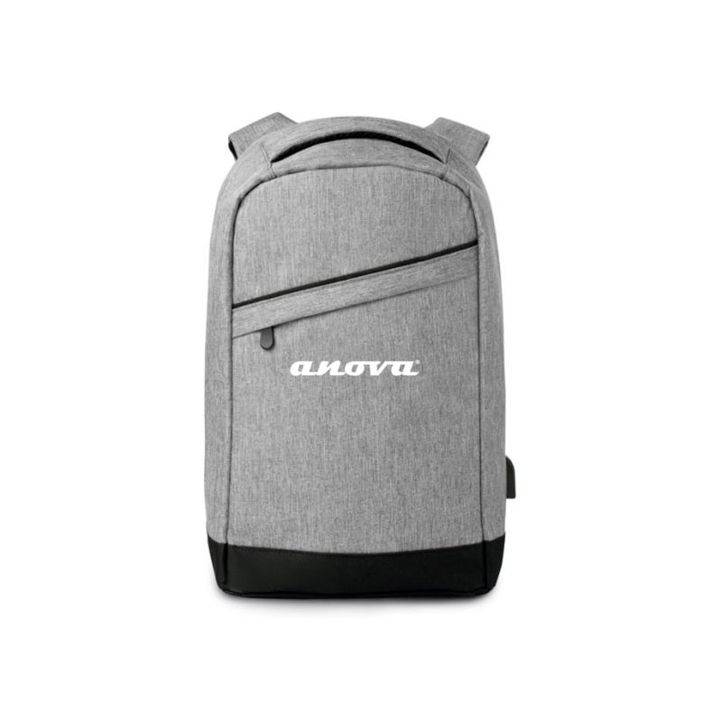 MOCHILA GRIS DE POLIESTER 600 D Y BOLSILLO ANTIRROBO ANOVA - motoscamaralweb.com