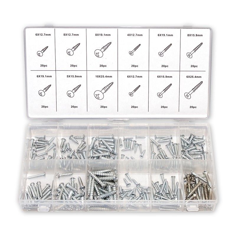 SURTIDO TORNILLOS MADERA 240 PZ UNIVERSAL- motoscamaralweb.com