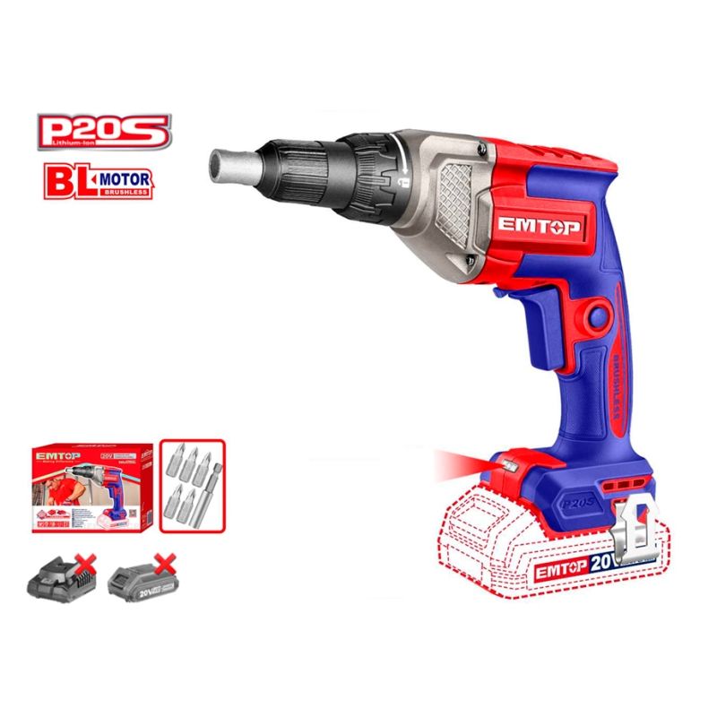 ATORNILLADOR INALÁMBRICO BRUSHLESS PARA PANELES DE YESO P20S EMTOP (NO INCLUYE BATERÍA NI CARGADOR) - motoscamaralweb.com
