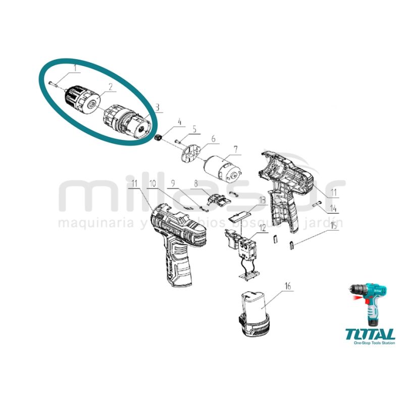 CABEZAL Y PORTABROCAS COMPLETO TDLI12325 ( 1. 2. 3) - motoscamaralweb.com