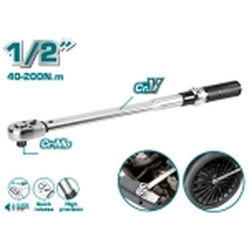 LLAVE DINAMOMETRICA 1/2 - 500mm CRV+CRMO 40-200N.m - motoscamaralweb.com