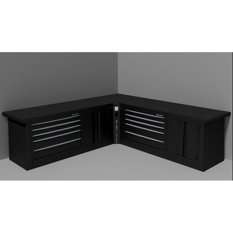 Panel de conexión de esquina entre bancos de trabajo Bike-Lift. con alimentación y manguera de aire - MF-PANG-900 A/E - motoscam