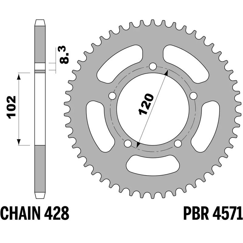 Corona PBR acero estándar 4571 - 428 - motoscamaralweb.com