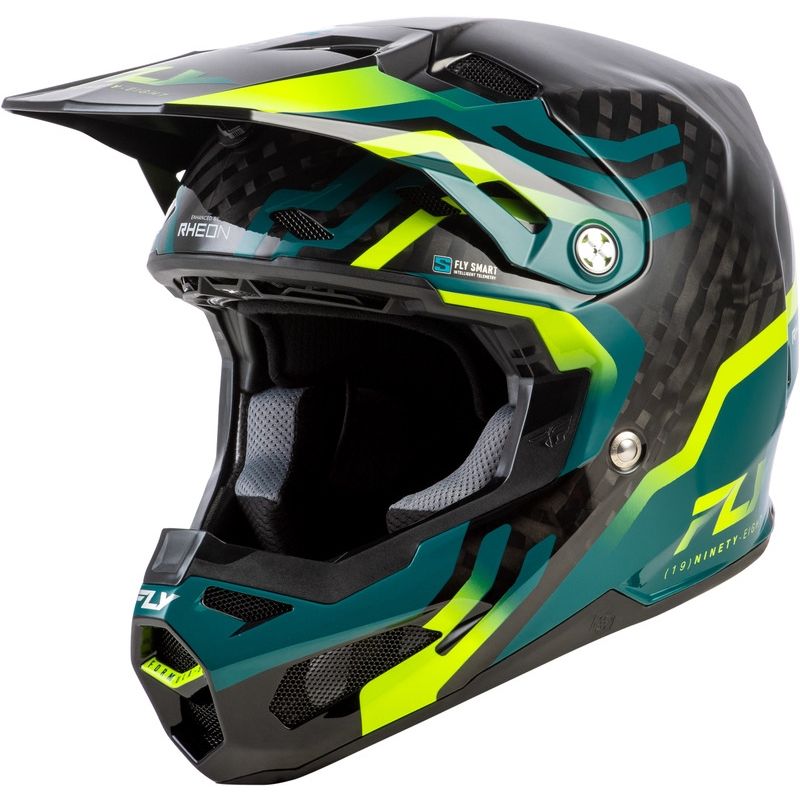 Casco FLY RACING Formula S Carbon Byte - Black Carbon/Teal/Lime - motoscamaralweb.com