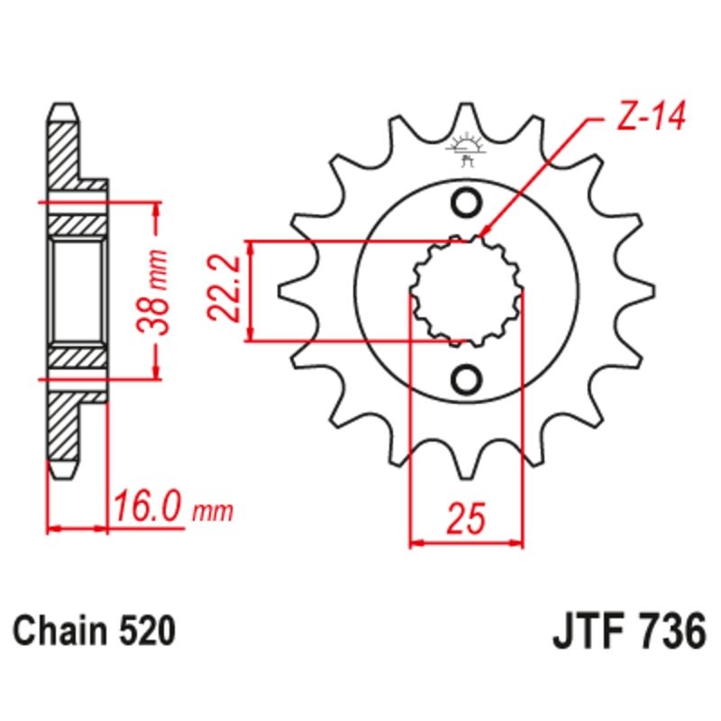 Piñón con goma anti-ruido JT SPROCKETS acero - 736 - 520 - motoscamaralweb.com