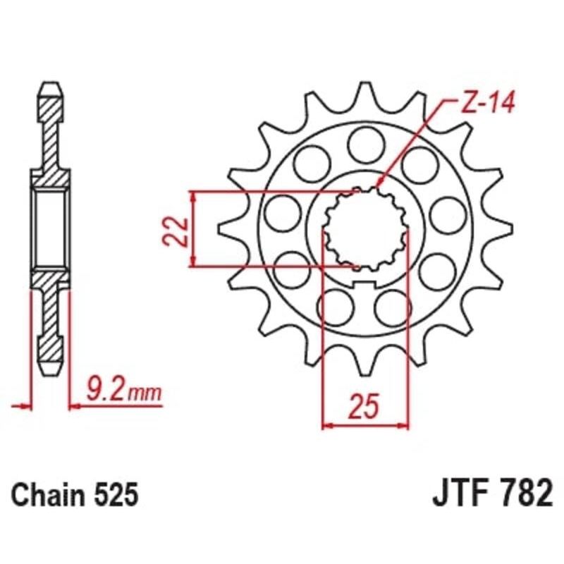 Piñón JT SPROCKETS acero estándar 782 - Paso 520 - motoscamaralweb.com