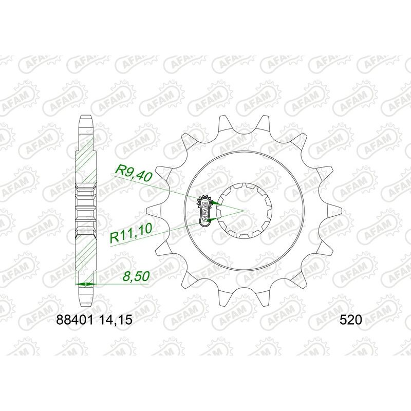 Piñón AFAM acero estándar 88401 - 520 - motoscamaralweb.com