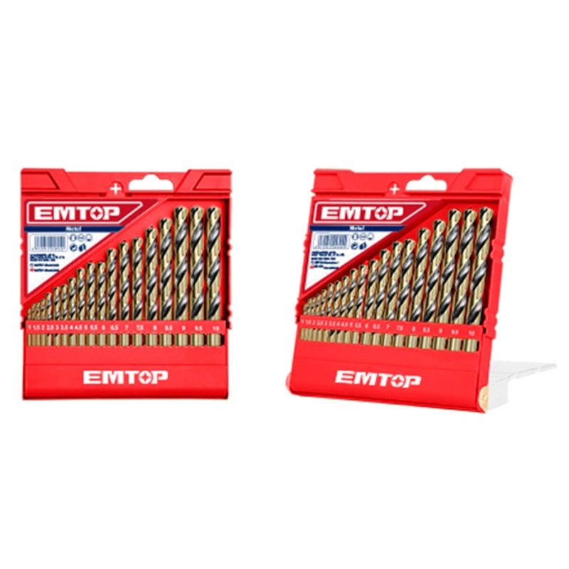 JUEGO 19 BROCAS TALADRO HSS (1-10MM - 0.5MM) EMTOP - motoscamaralweb.com