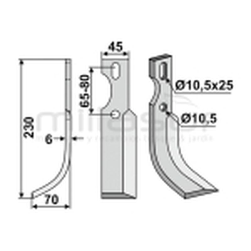 CUCHILLA MOTOAZADA UNIVERSAL 230 x 70 - motoscamaralweb.com