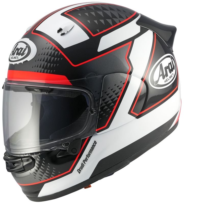 Casco ARAI Quantic Giu - rojo - motoscamaralweb.com