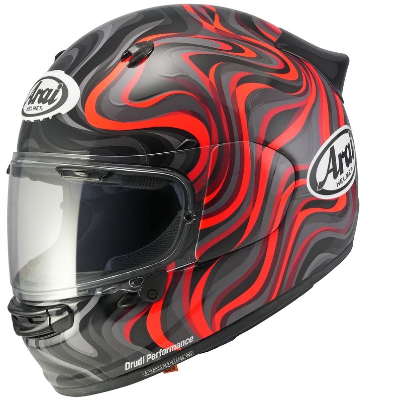 Casco ARAI Quantic Swirl - rojo - motoscamaralweb.com