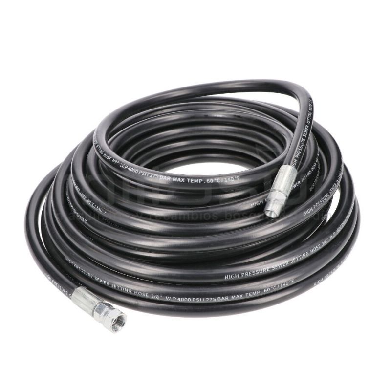 MANGUERA ALTA PRESIÓN PARA DESATASCAR 20M - 3/8 4000PSI - motoscamaralweb.com