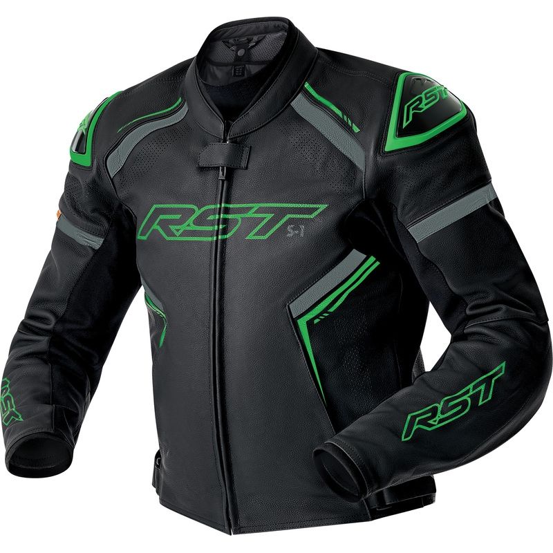 Chaqueta de piel RST S1 D3O - negro/verde neón - motoscamaralweb.com