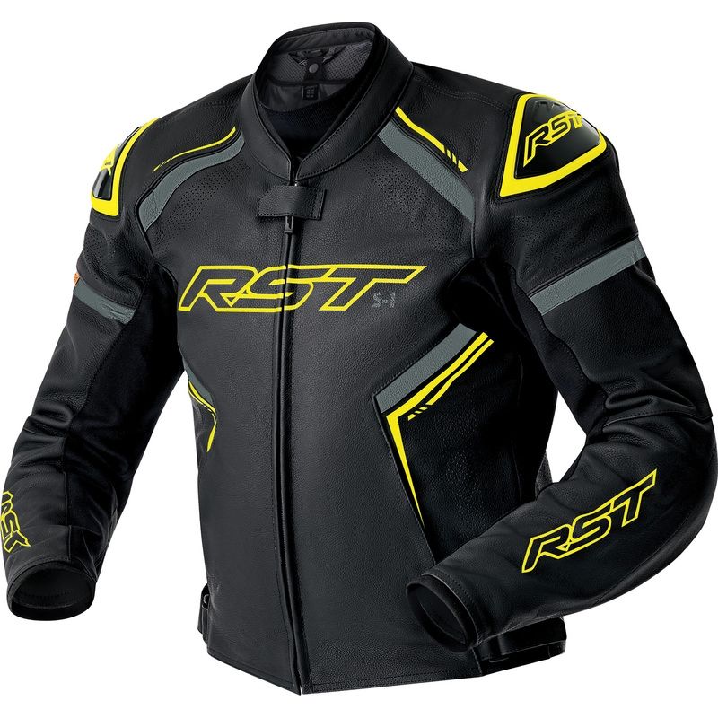 Chaqueta de piel RST S1 D3O - negro/amarillo neón - motoscamaralweb.com