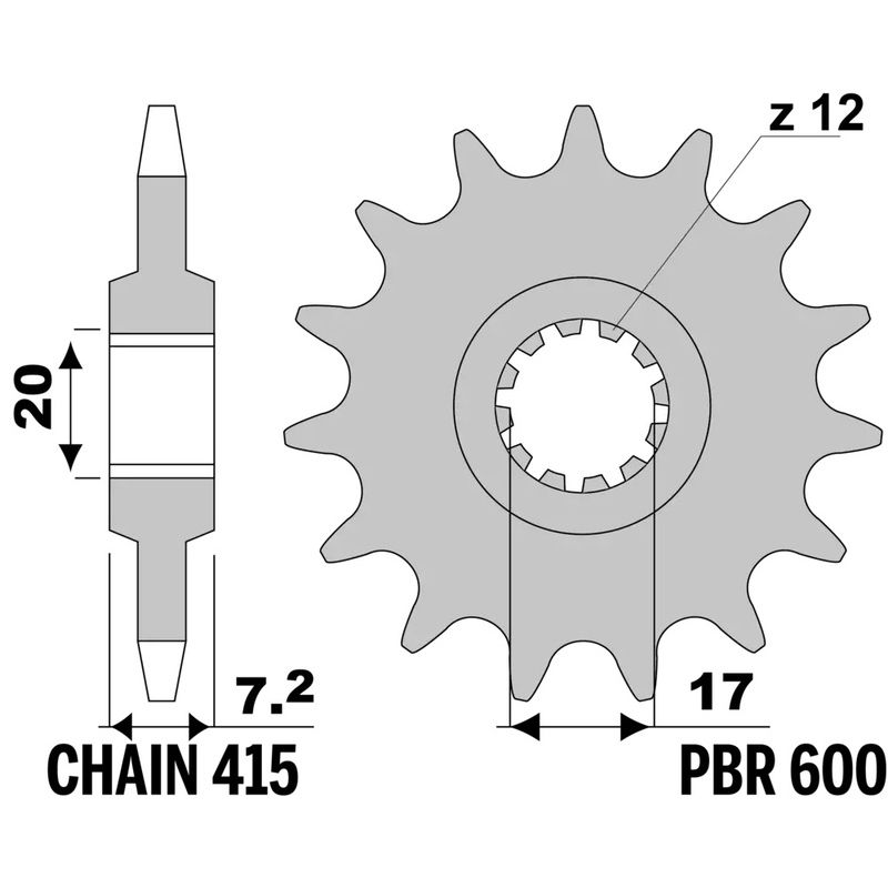 Piñón PBR acero estándar 600 - 415 - motoscamaralweb.com