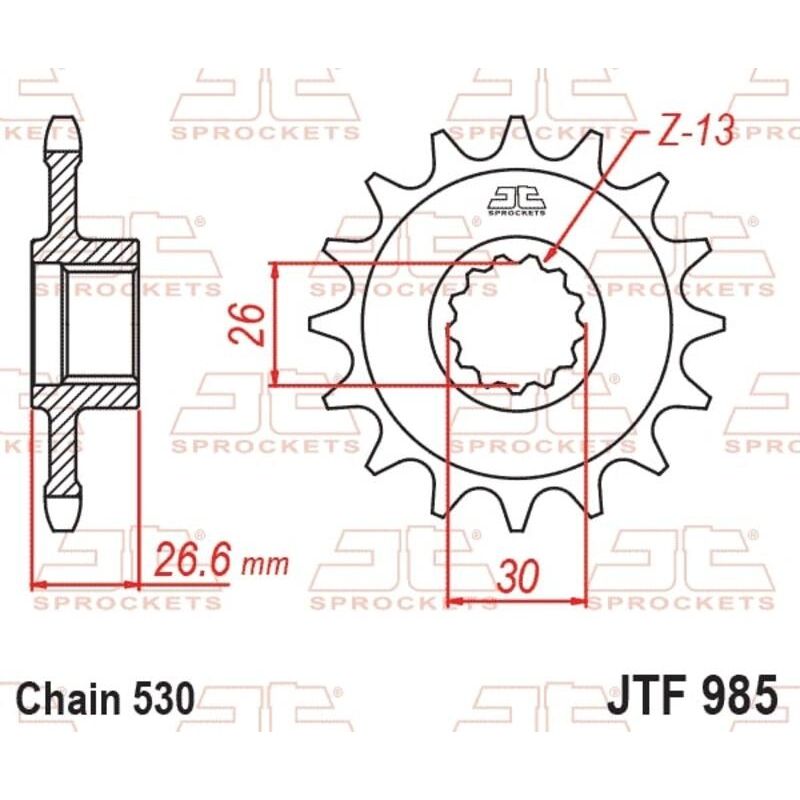 Piñón con goma anti-ruido JT SPROCKETS acero 985 - 530 - motoscamaralweb.com