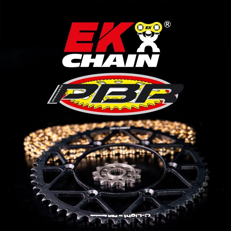 Kit de cadena EK/PBR 520 SRX2 - 14/43-112 - Corona reforzada de aluminio - motoscamaralweb.com
