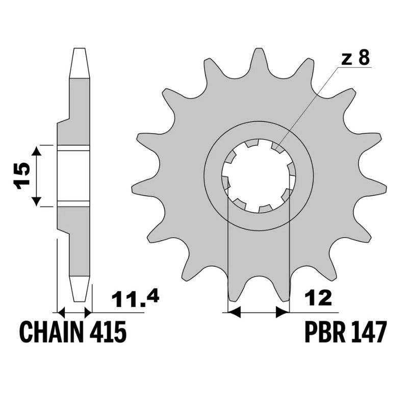 Piñón PBR acero estándar - 415 - motoscamaralweb.com
