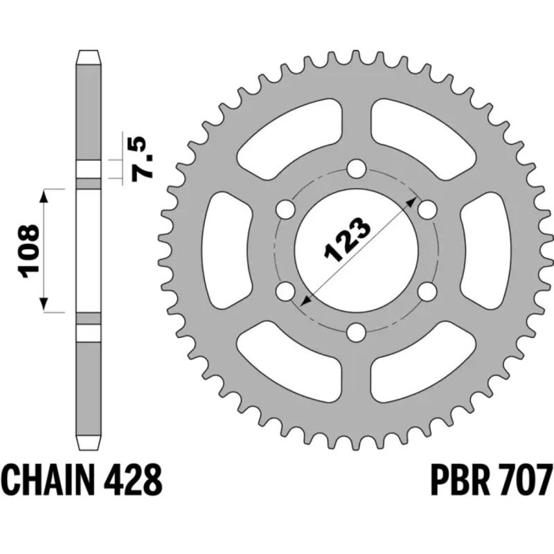 Corona PBR acero C45 estándar 707 - 428 - motoscamaralweb.com