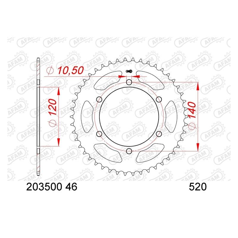 Corona AFAM acero estándar 203500 - 520 - motoscamaralweb.com