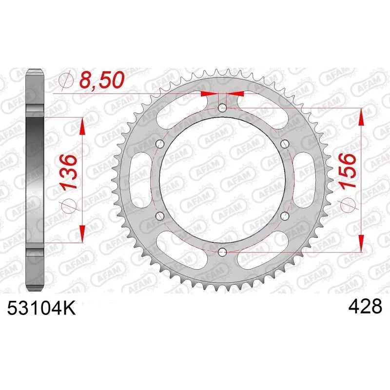 Corona AFAM acero estándar 53104 - Paso 428 - motoscamaralweb.com