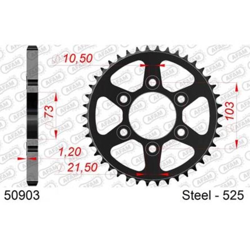 Corona AFAM acero estándar 50903 - Paso 525 - motoscamaralweb.com