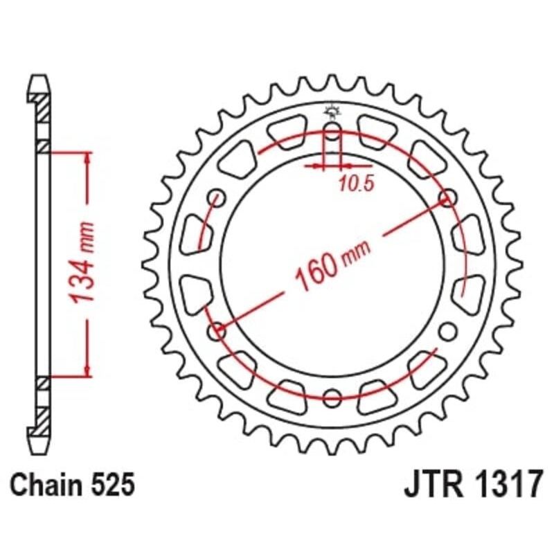 Corona JT SPROCKETS acero estándar 1317 - 525 - motoscamaralweb.com