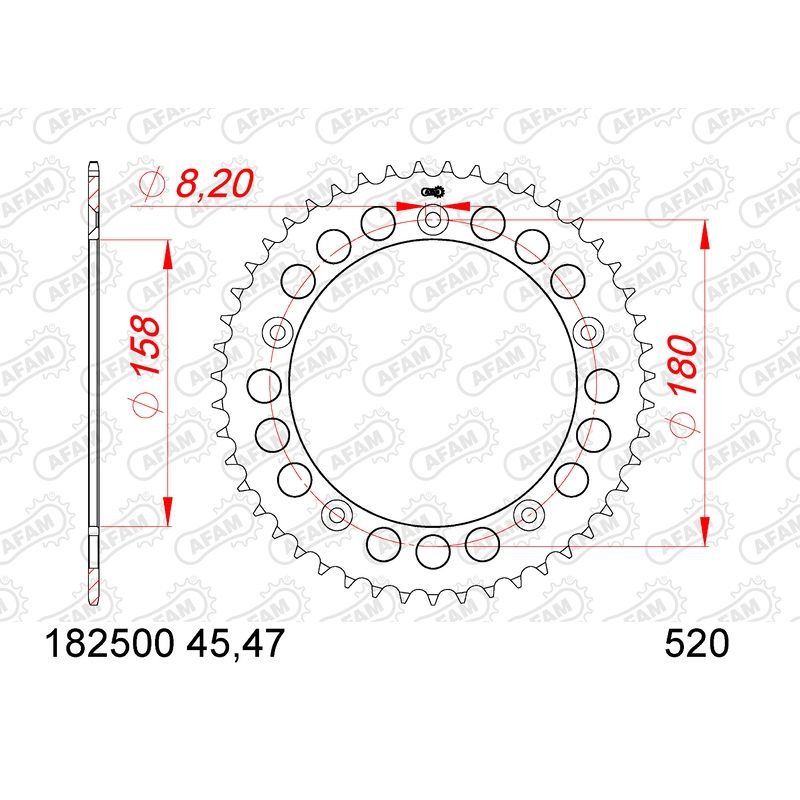 Corona AFAM acero estándar 16606 - Paso 520 - motoscamaralweb.com
