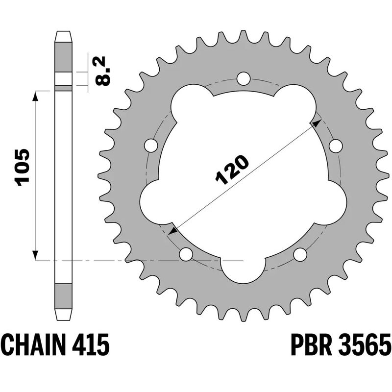 Corona PBR acero estándar - 415 - motoscamaralweb.com
