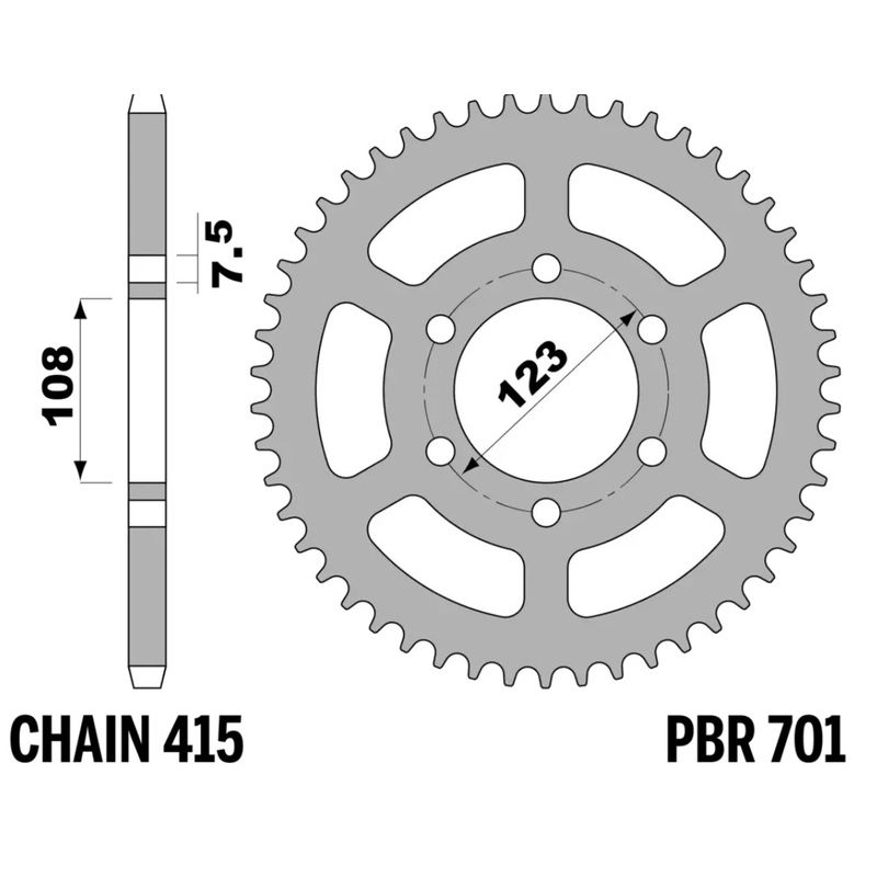 Corona PBR acero C45 estándar 701 - 415 - motoscamaralweb.com