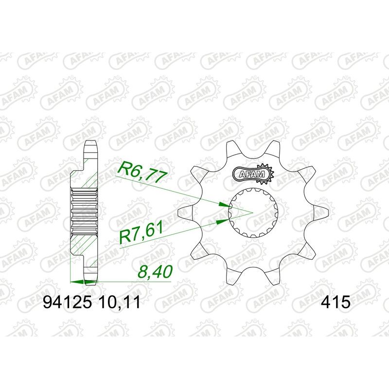 Piñón AFAM acero estándar 94125 - Paso 415 - motoscamaralweb.com