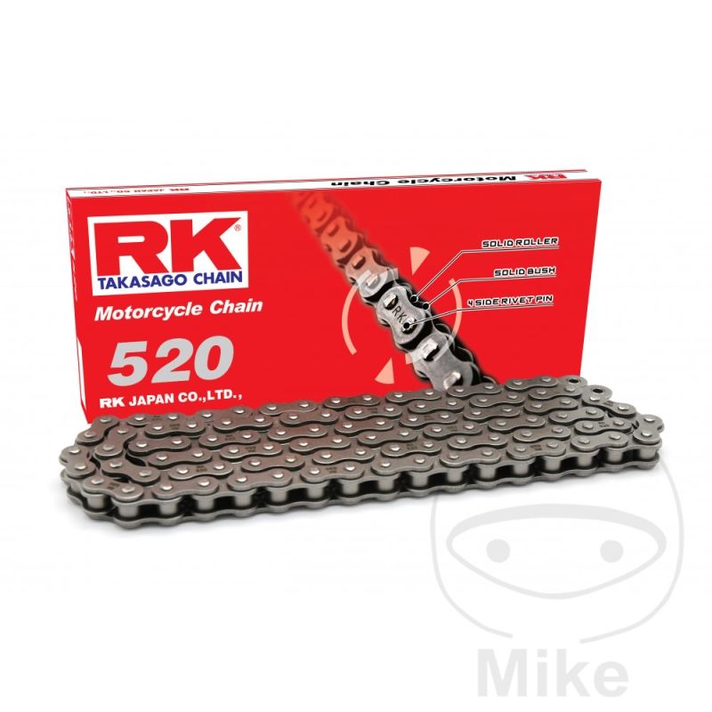 Cadena RK 520 sin retén 130 eslabones | RK | Motos Camaral
