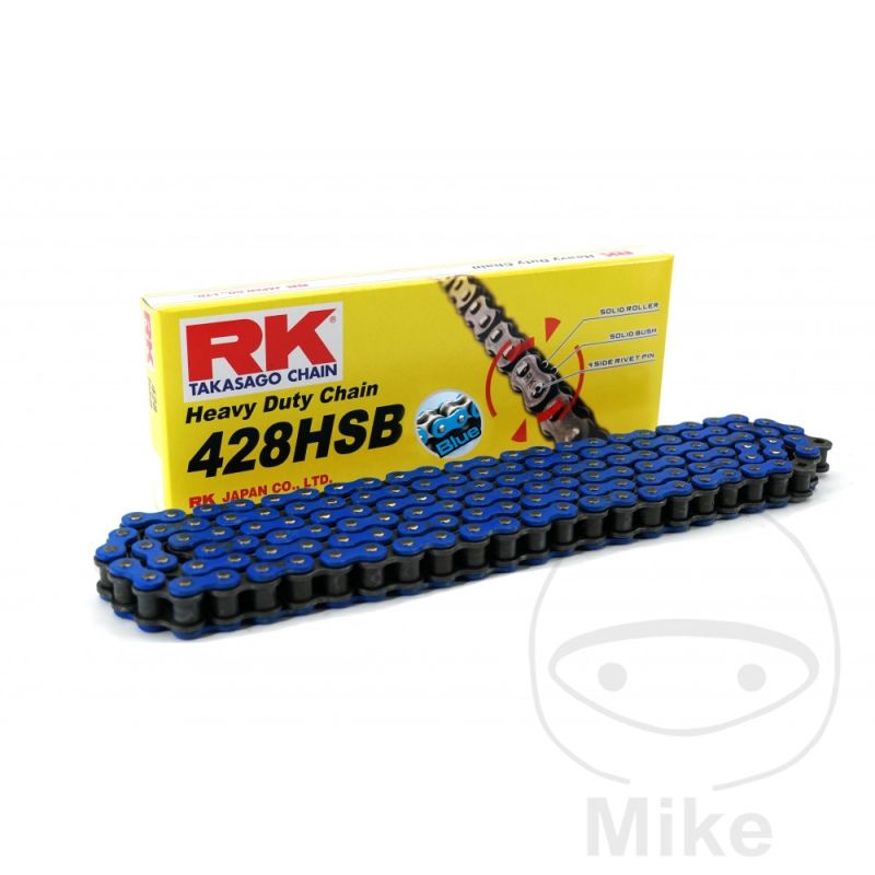 Cadena RK 428HSB Azul sin retén por pasos | RK | Motos Camaral