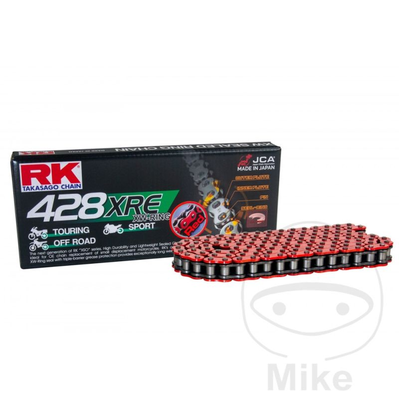 Cadena RK 428XRE Roja 132 Eslabones | RK | Motos Camaral