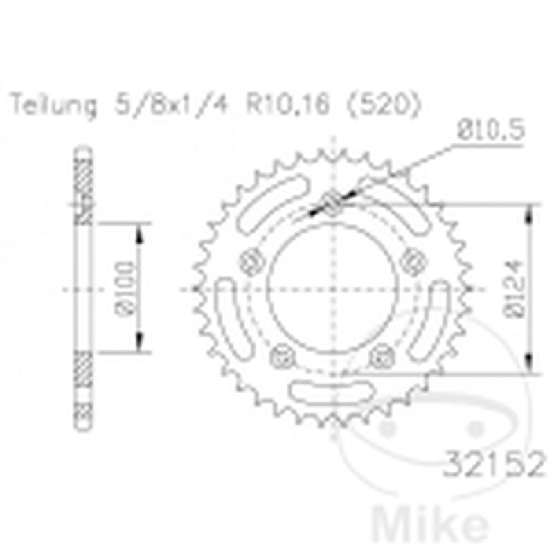 Corona 45D Paso 520 Negra Ø100/124 | Motos Camaral