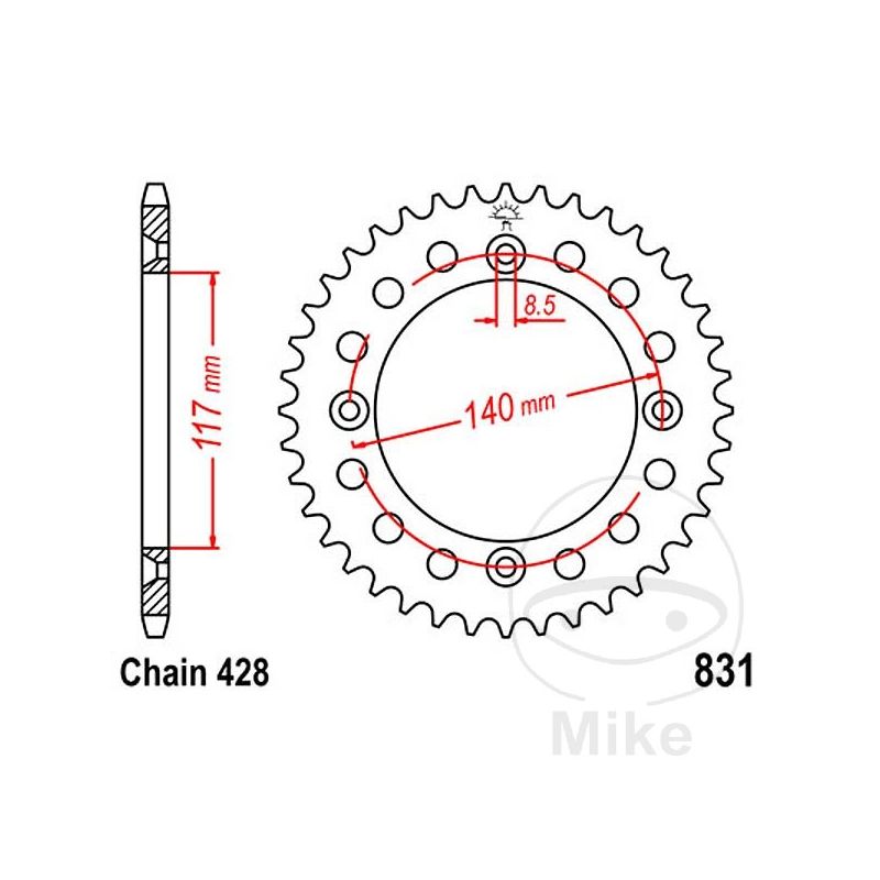 Corona 46 Dientes Paso 428 | Recambio Moto | Motos Camaral