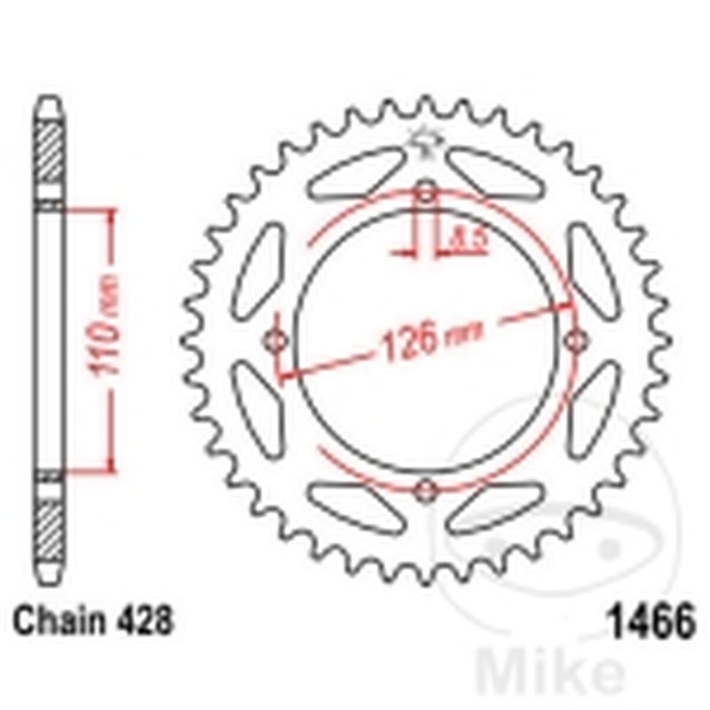 Corona 44 Dientes Paso 428 | Recambio Moto | Motos Camaral