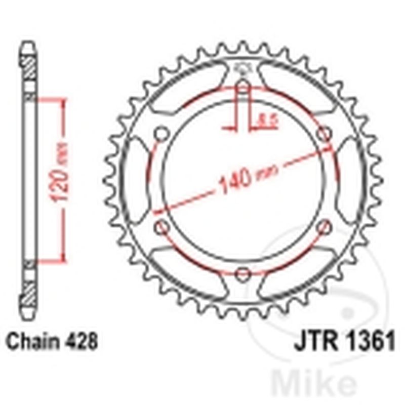 Corona 50 Dientes Paso 428 | Recambio Moto | Motos Camaral