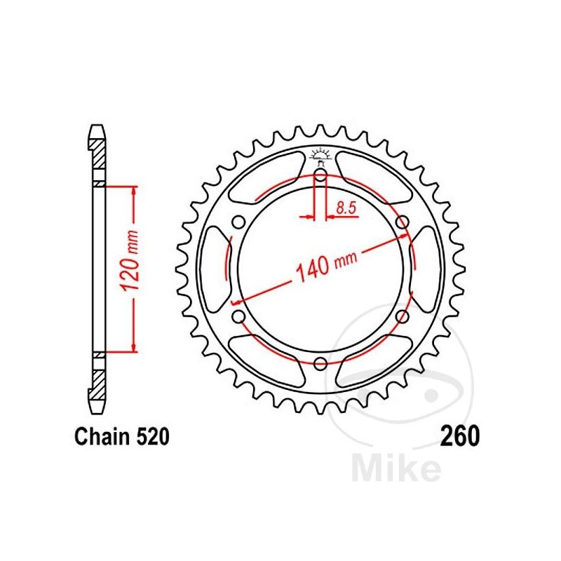 Corona 40 Dientes Paso 520 | Recambio Moto | Motos Camaral
