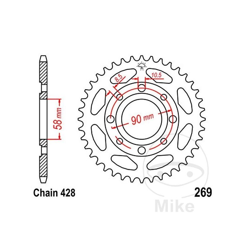 Corona 34 Dientes Paso 428 | Alternativa | Motos Camaral