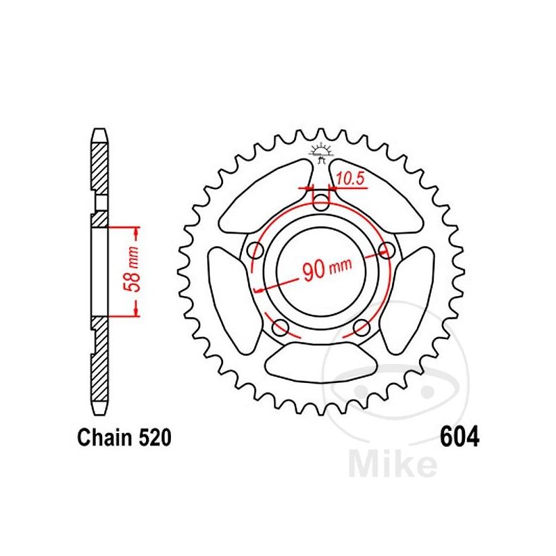 Corona 44 Dientes Paso 520 | Recambio Moto | Motos Camaral