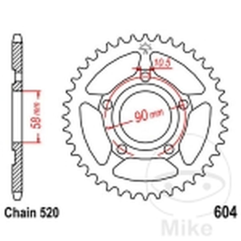 Corona 44 Dientes Paso 520 | Recambio Moto | Motos Camaral