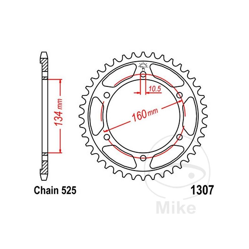 Corona 44 Dientes Paso 525 | Recambio Alternativo | Motos Camaral