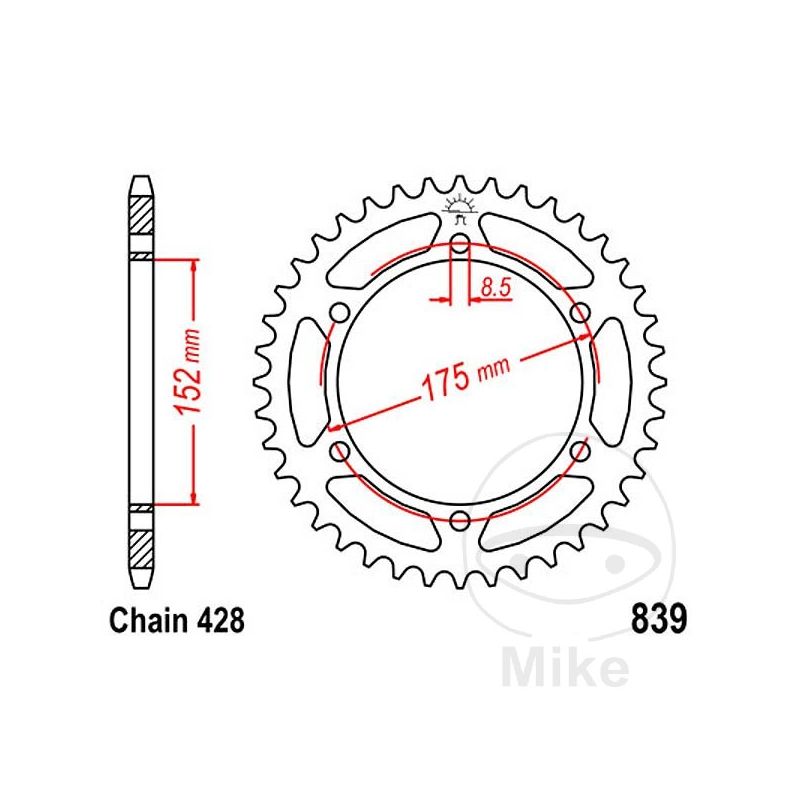 Corona 51 Dientes Paso 428 | Alternativa | Motos Camaral