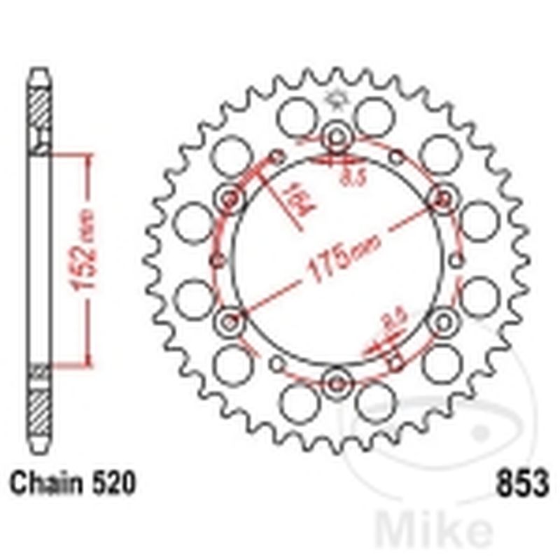 Corona 38 Dientes Paso 520 | Alternativa | Motos Camaral