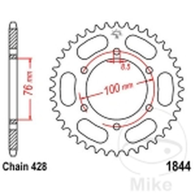 Corona 44D Paso 428 Ø76/100 | Recambio Moto | Motos Camaral