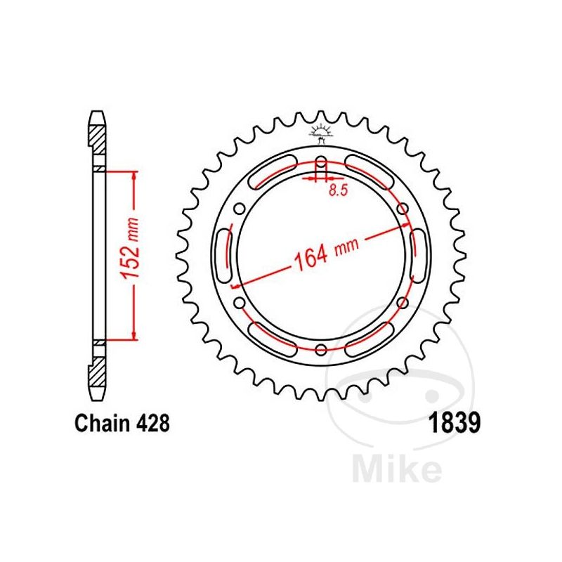 Corona 56 Dientes Paso 428 | Recambio Moto | Motos Camaral