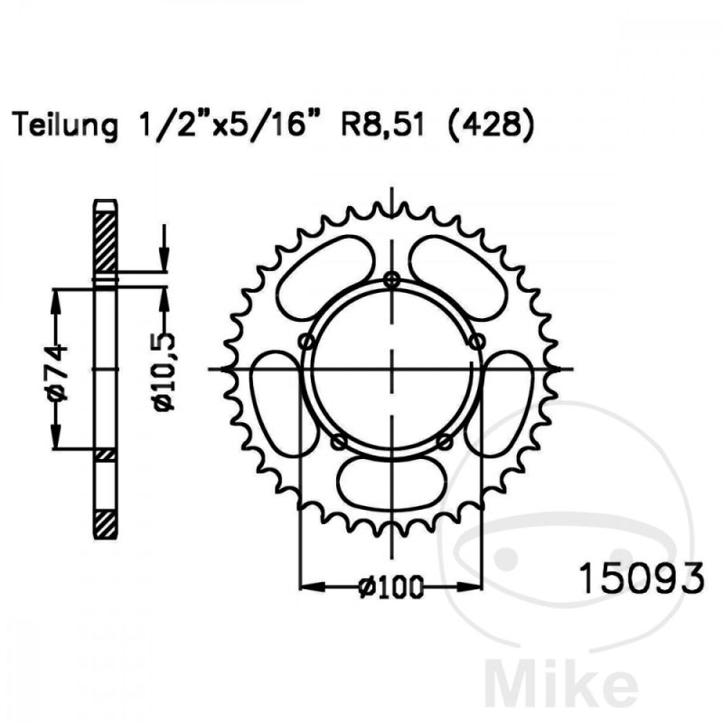 Corona 45 Dientes Paso 428 | Recambio Moto | Motos Camaral
