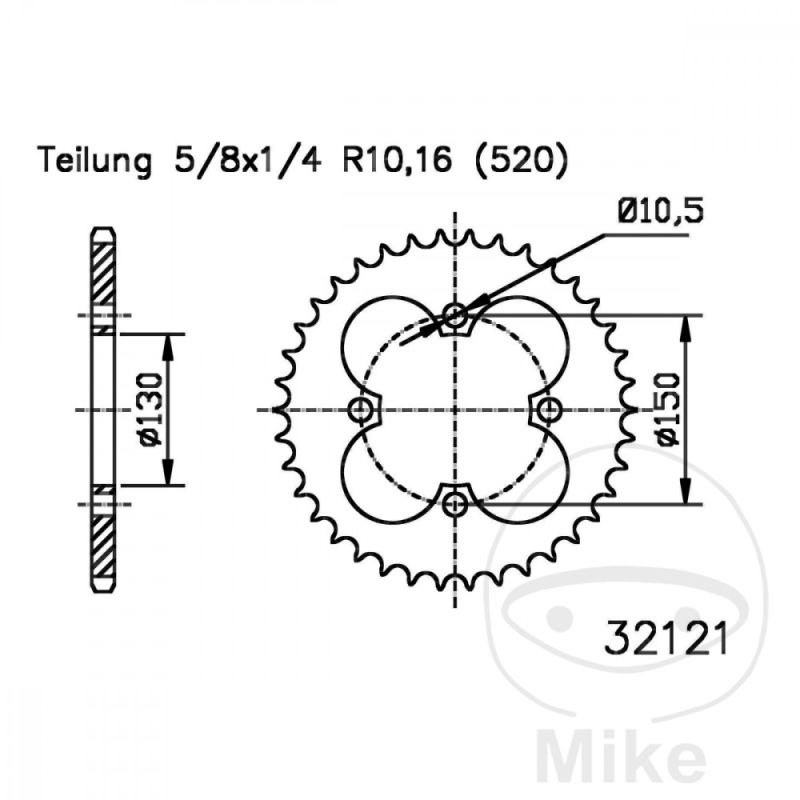 Corona 40D Paso 520 Diá. 130/150 | Recambio Moto | Motos Camaral